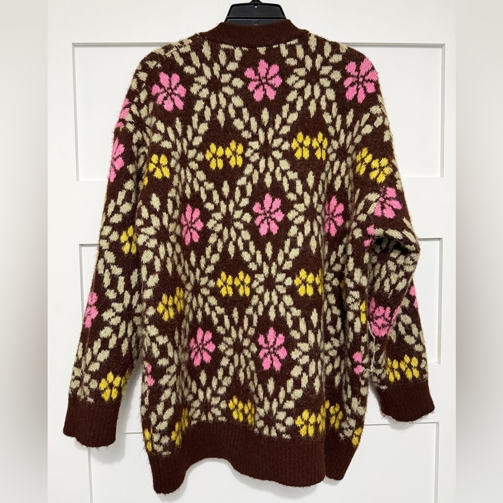 ZARA Oversized Chunky Floral Knit Cardigan Sweater Size Small nbnn - Picture 6 of 9